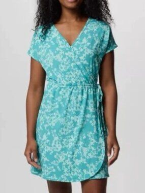 Columbia Women's Chill River Teal Print Wrap Dress Size Medium